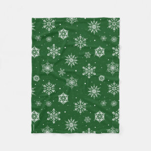 Couverture Polaire Noël Folk Snowflakes Green Fleece Blanket