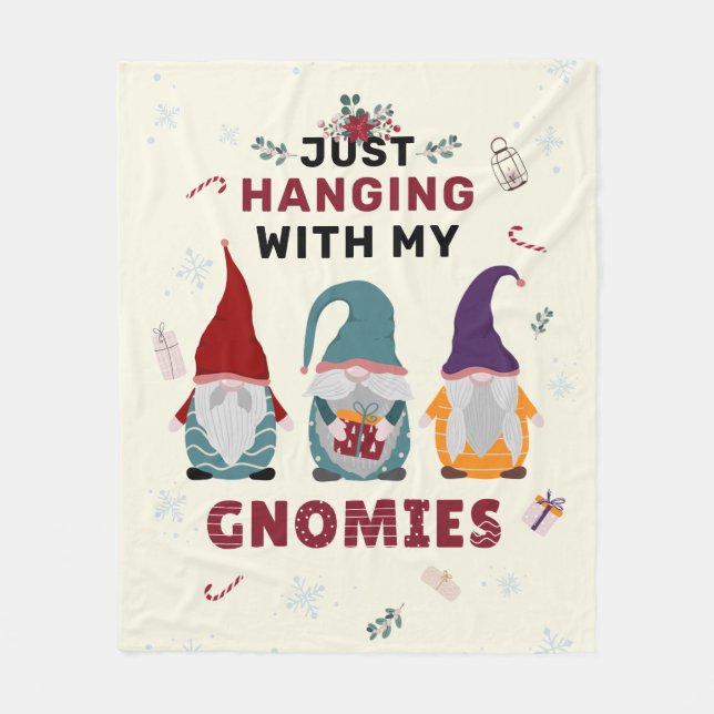 Couverture Polaire Noël Gnome Famille mignonne (Devant)