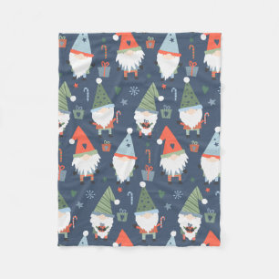 Couverture Polaire Noël Gnomes Arbres Bleu Vert Rouge