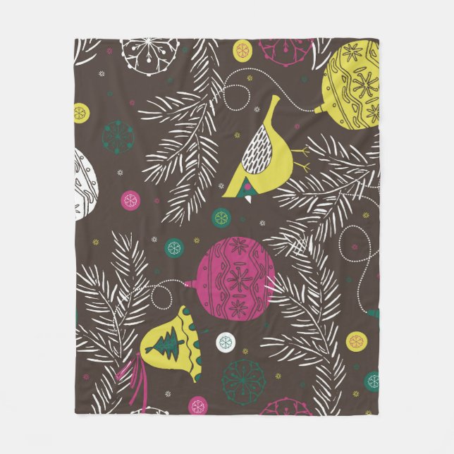 Couverture Polaire Noël hiver : Motif saisonnier. (Devant)