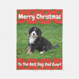 Couverture Polaire Noël Meilleur Chien Papa Jamais Pet Photo