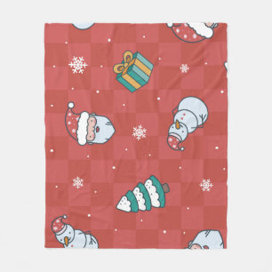 Couverture Polaire Noël Minimaliste : Design sans couture rouge.
