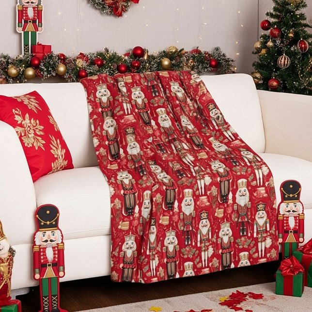 Couverture Polaire Noël motif des noix de cou rouges (Créateur téléchargé)