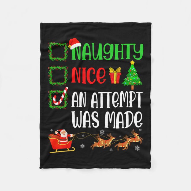 Couverture Polaire Noël Nice Naughty Une Tentative A Été Fait Drôle X (Devant)