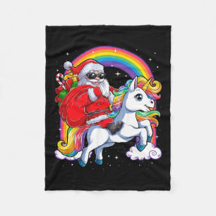 Couverture Polaire Noël Père Noël équitation Unicorne Xmas filles fem