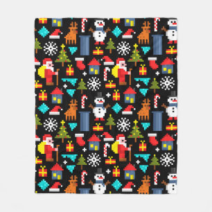 Couverture Polaire Noël Pixel