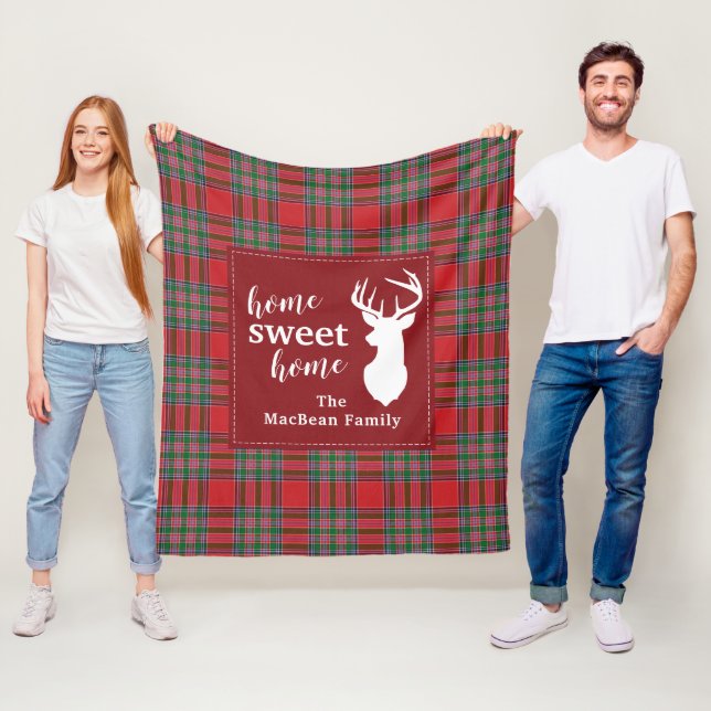 Couverture Polaire Noël Plaid Maison de vacances Sweet MacBean Tartan (En situation)