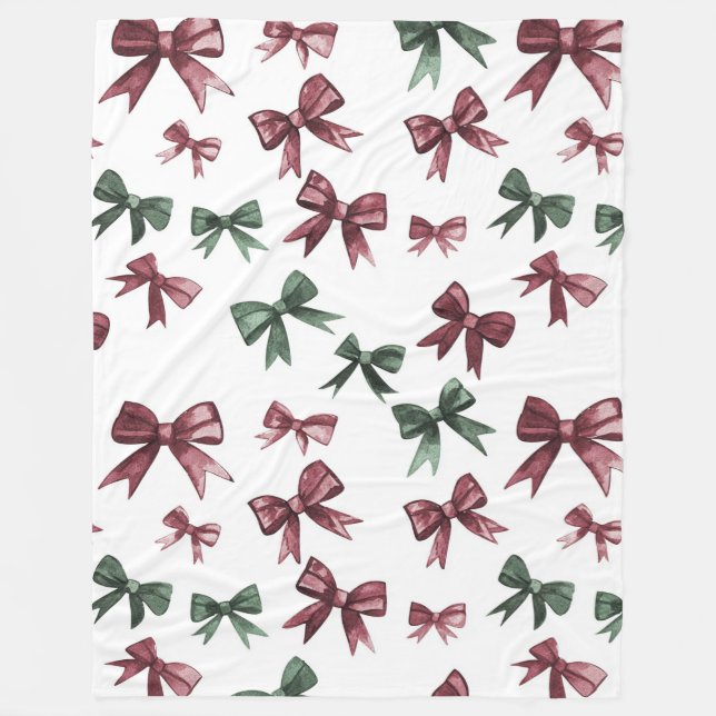 Couverture Polaire Noël Red Green Bows (Devant)