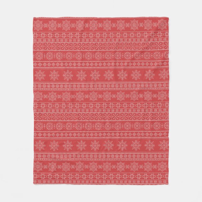 Couverture Polaire Noël rouge laide pull xmas tricot snowflake (Devant)
