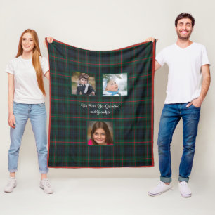 Couverture Polaire Noël Rouge Vert Tartan Plaid Grand-mère Papi
