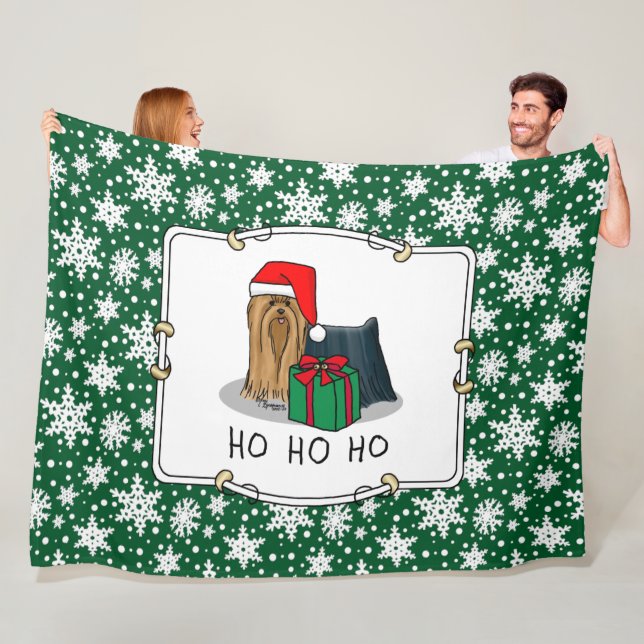 Couverture Polaire Noël Santa Hat Yorkshire Terrier Yorkie Cute (En situation)