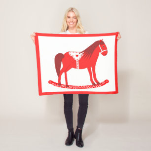 Couverture Polaire Noël scandinave Cheval Rocking