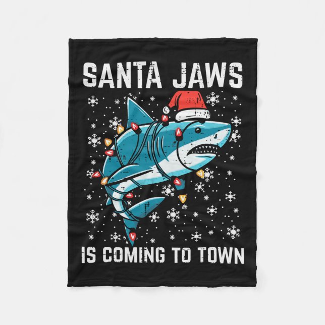 Couverture Polaire Noël Shark Père Noël Jaws Jaws Jaws Hommes Garçons (Devant)