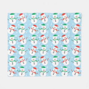 Couverture Polaire Noël Snowman Snowflake Motif
