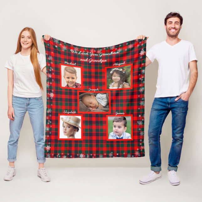 Couverture Polaire Noël, Tartan Plaid, Snowflakes, Photos de famille (En situation)