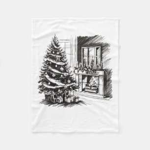Couverture Polaire Noël Tee - shirt Noël Croquis Pic Arbre Cadeaux