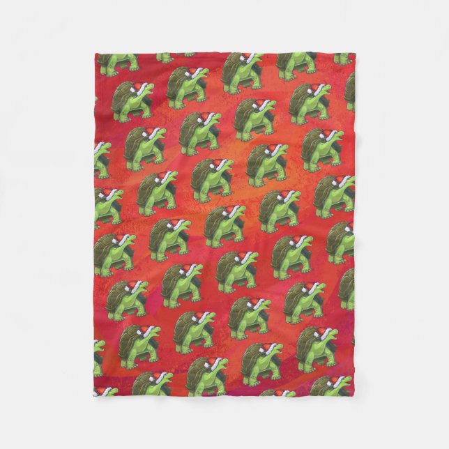 Couverture Polaire Noël tortue en rouge (Devant)