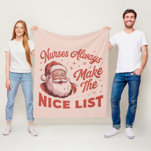 Couverture Polaire Noël Vintage Santa Infirmières Font la Bonne Liste