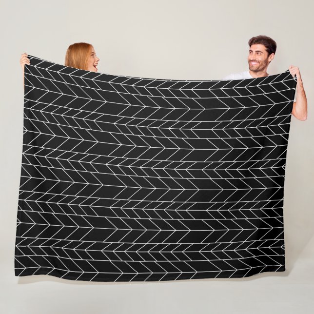 Couverture Polaire Noir Abstrait ou n'importe quel Motif en sonnerie  (En situation)
