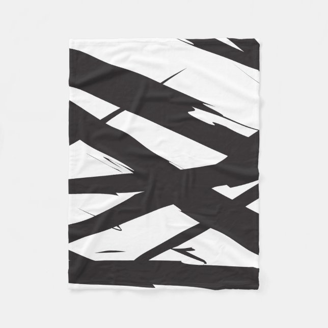 Couverture Polaire Noir & Blanc Moderne Ligne d'Art Abstrait Décorati (Devant)