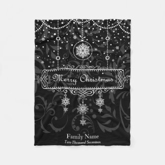 Couverture Polaire Noir & Blanc Personnalisé Nom/Année Blanche de Noë