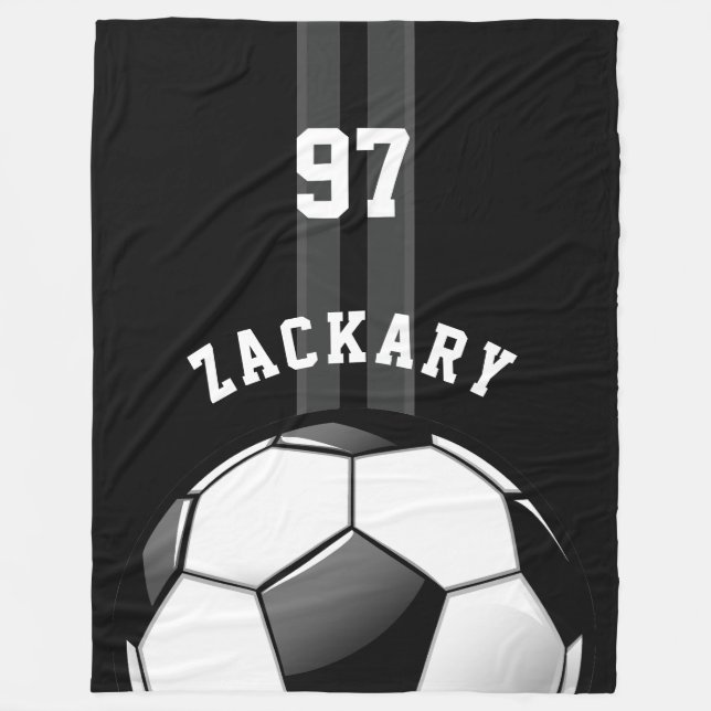 Couverture Polaire Noir brillant de ballon de football (Devant)