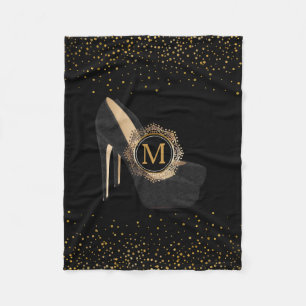 Couverture Polaire Noir chic de talons hauts du monogramme de