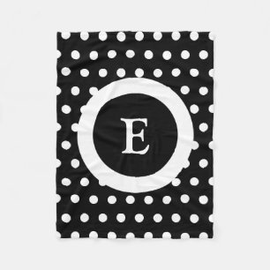 Couverture Polaire Noir et blanc avec points et initiale du nom