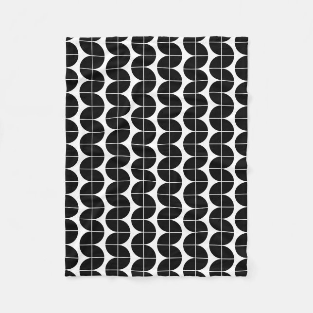 Couverture Polaire Noir et blanc Mid-Century Motif Abstrait moderne (Devant)