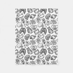 Couverture Polaire Noir et blanc Moderne Anatomie humaine Motif de cr