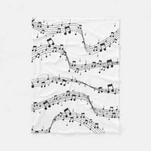Couverture Polaire Noir et blanc note musicienne Motif