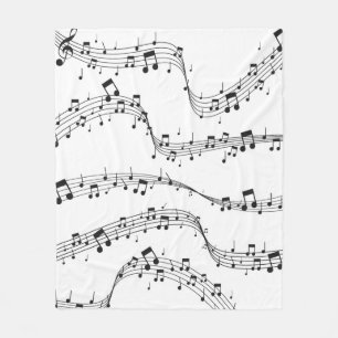 Couverture Polaire Noir et blanc note musicienne Motif