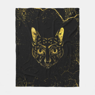 Couverture Polaire Noir et chat de Sphynx d'or