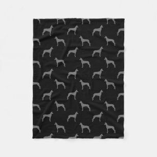Couverture Polaire Noir et gris de motif de silhouettes de chien de
