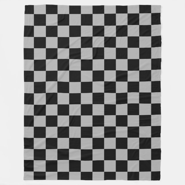 Couverture Polaire Noir + gris À damiers Motif de tableau de bord (Devant)