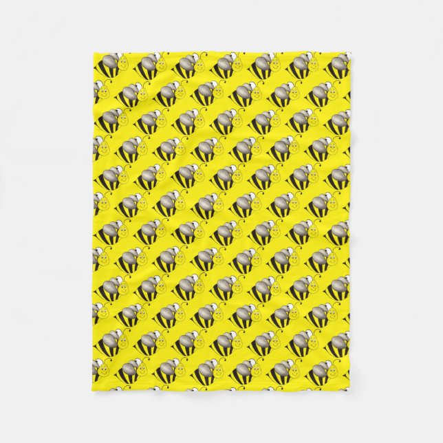 Couverture Polaire Noir Jaune Abeille Miel Insect Bumblebee Imprimer (Devant)