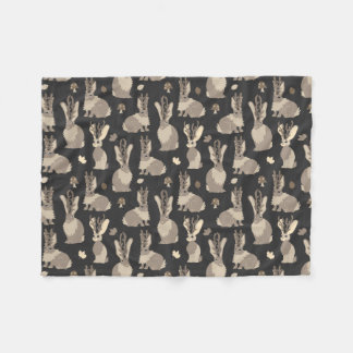 Couverture Polaire Noir mythique drôle d'impression de lapin de forêt