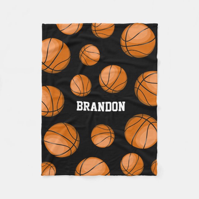 Couverture Polaire Noir nommé fait sur commande de fan de basket-ball (Devant)
