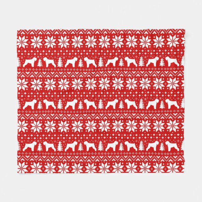 Couverture Polaire Noir Russe Terrier Silhouettes Motif de vacances (Devant (Horizontal))