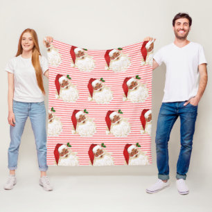 Couverture Polaire Noir Santa Claus Rouge Blanc Tige polaire Blanche 