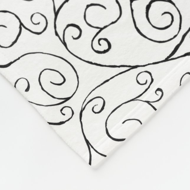 Couverture Polaire Noir sur blanc peint à la main Motif (Coin)