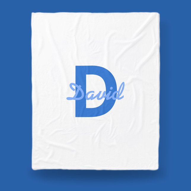 Couverture Polaire Nom bleu et monogramme (Créateur téléchargé)