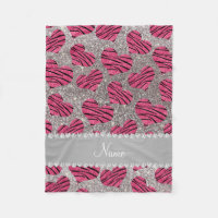 Nom Coeurs roses argent parties scintillant zèbre 