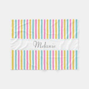 Couverture Polaire Nom coloré de coutume de motif de rayures