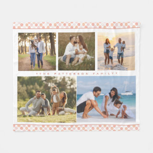 Couverture Polaire Nom De Famille 5 Photo Collage Rose Girly Moderne