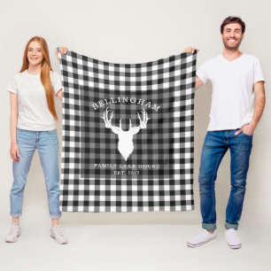 Couverture Polaire Nom de famille Black White En vichy Plaid Lake Hou