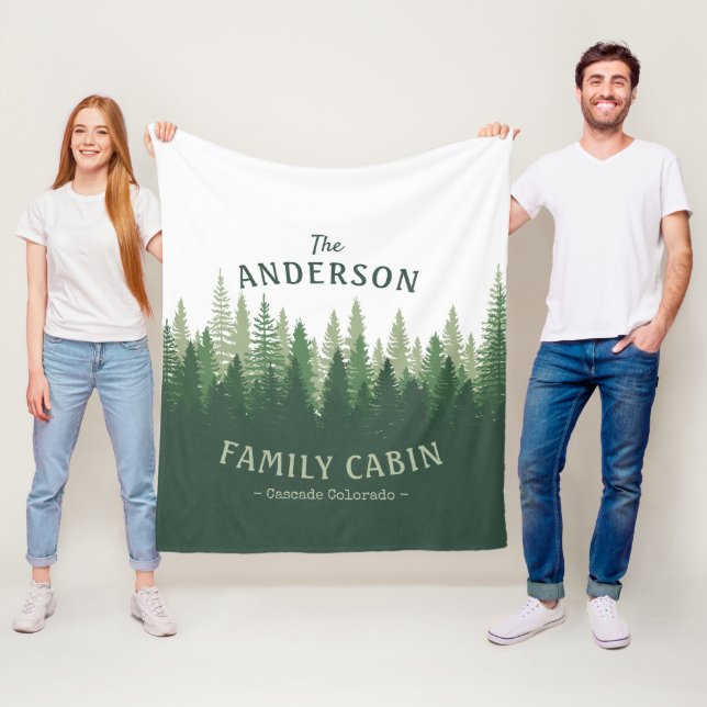 Couverture Polaire Nom de famille Cabine Emplacement Pine Tree Forest (En situation)