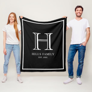 Couverture Polaire Nom de famille Monogram Black & White