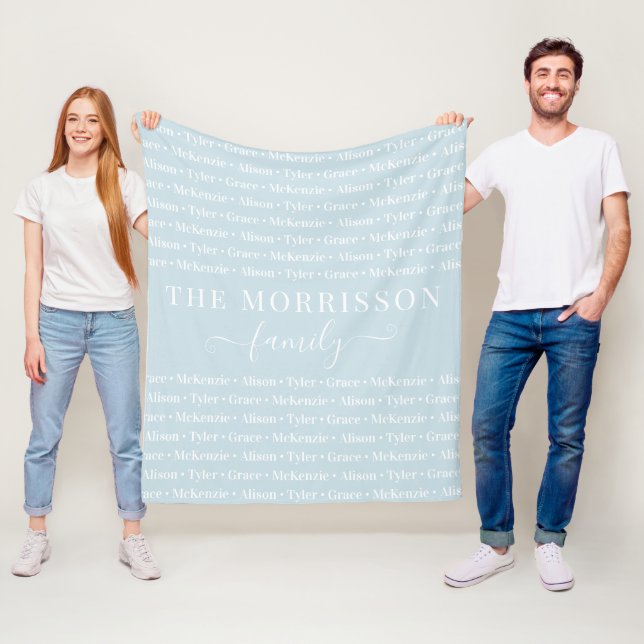 Couverture Polaire Nom de famille Motif Moderne Script tendance (En situation)
