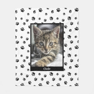 Couverture Polaire Nom de photo de chat mignon motif empreintes de pa